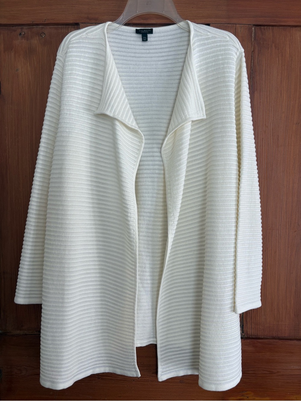 Talbots Woman Petites Ivory Open-Front Ribbed Cardigan Size 2Xp